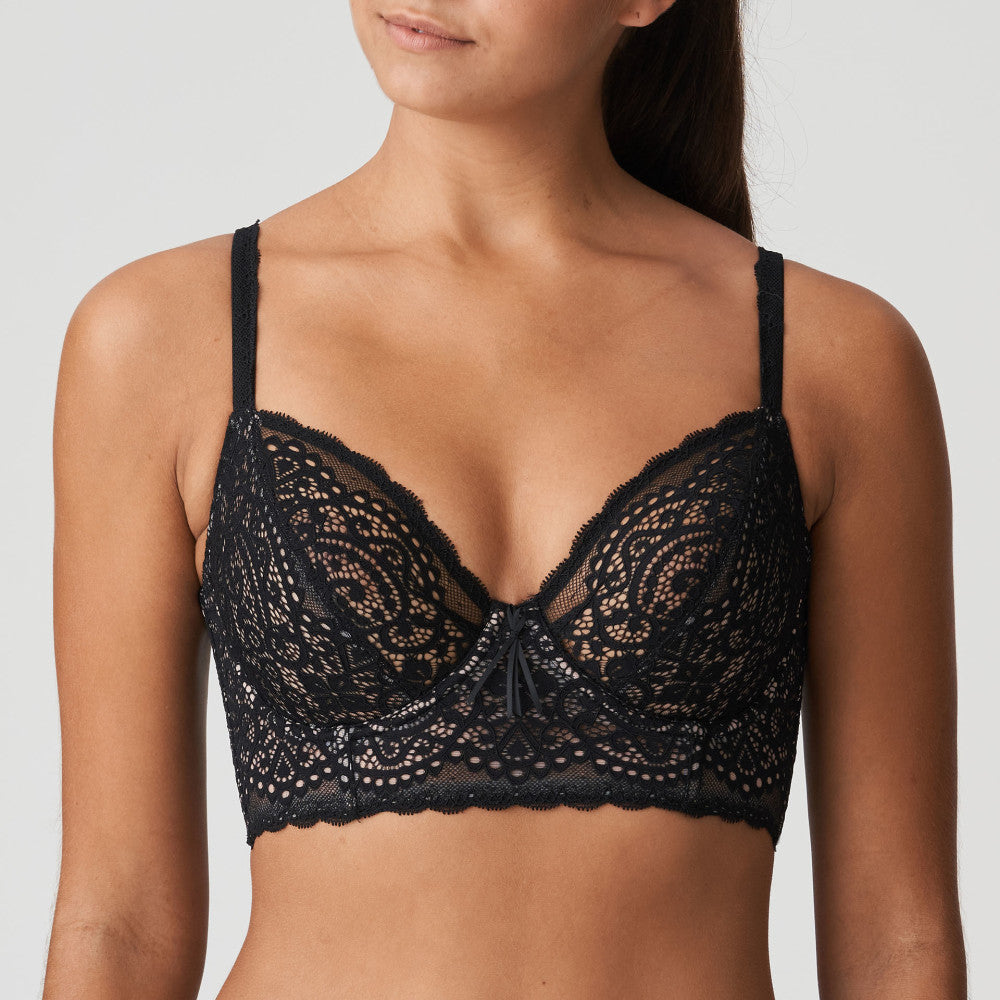 I DO Twist Plunge Longline Bra in Black