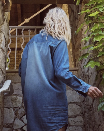 MARY Denim Shirt Dress in Distressed Vintage Wash Christina s