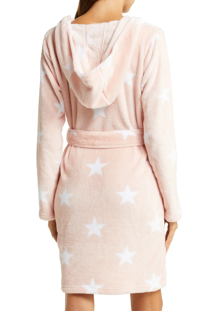 MIRANDA Hooded Fleece Robe in Lotus Blossom/Stars