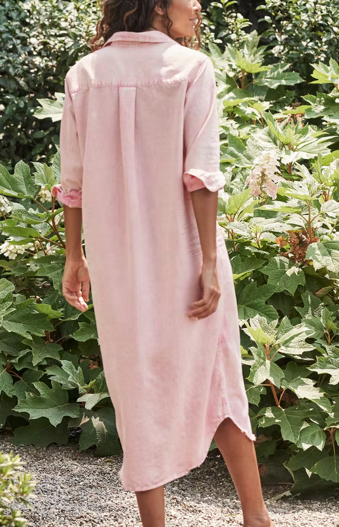 RORY Famous Denim Maxi Dress in Light Pink Mineral Wash