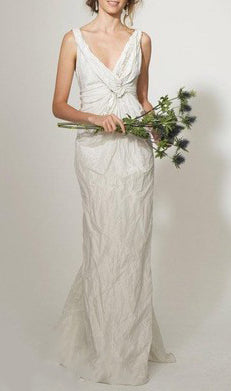 Twist Front Embellished Wedding Gown in Ivory