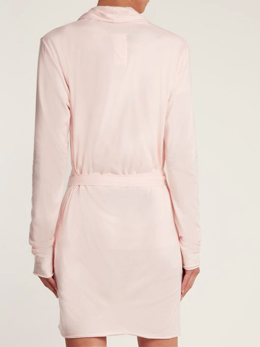 Double Layer Cotton Wrap Robe in Pearl Pink
