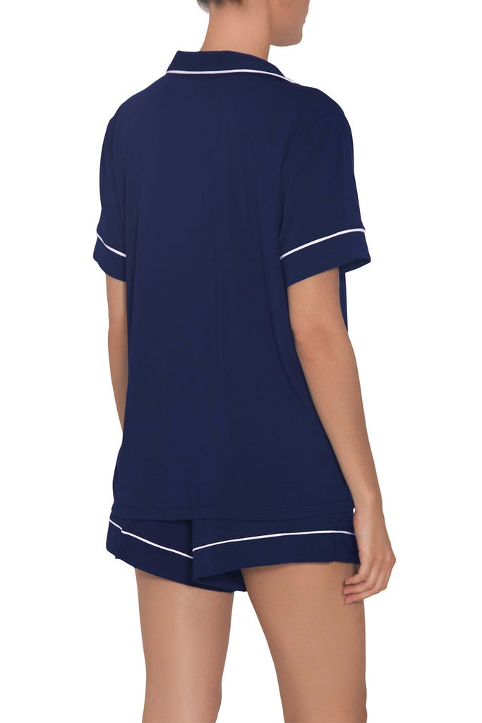 GISELE Relaxed Short PJ Set in Navy/Ivory