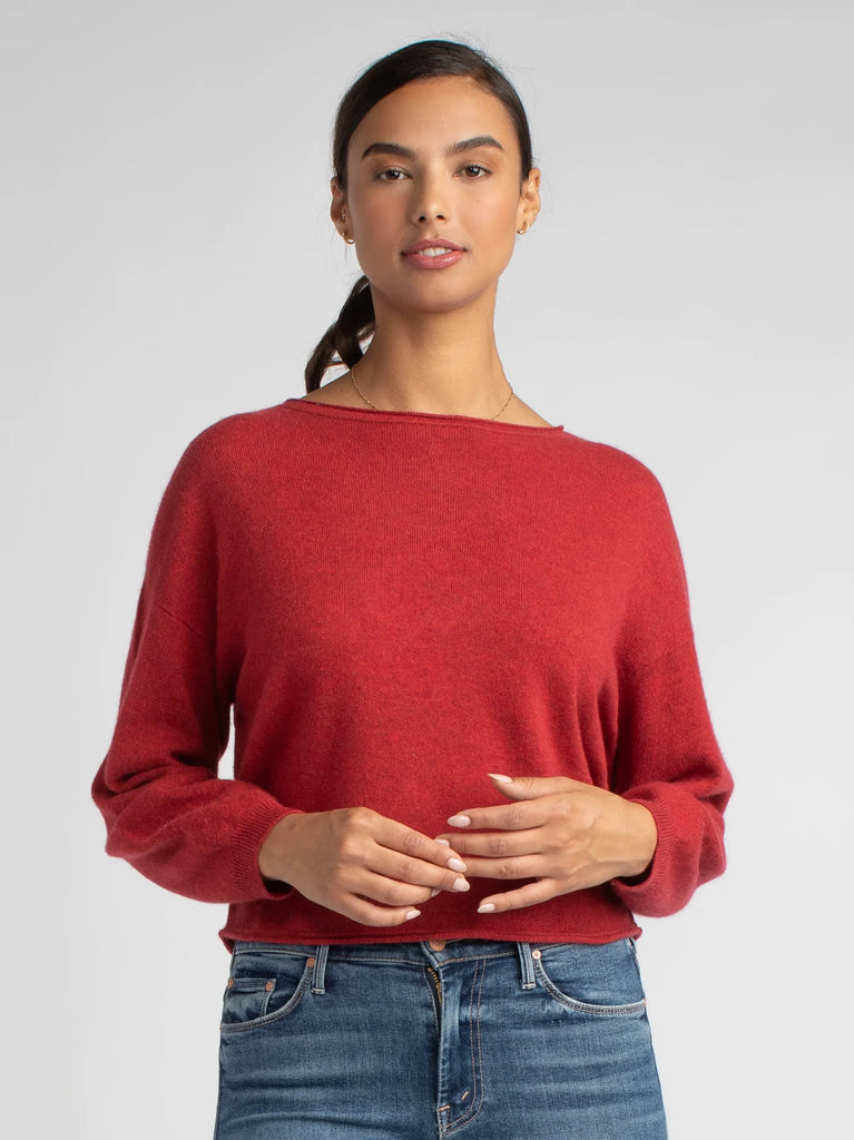 Cashmere Cropped Crew in Fire