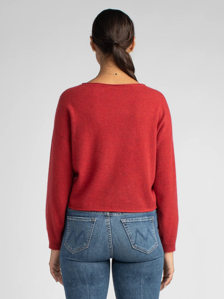 Cashmere Cropped Crew in Fire