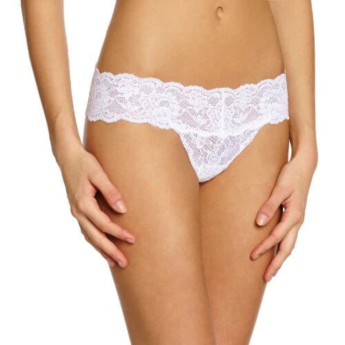CUTIE Low Rise Lace Thong in White