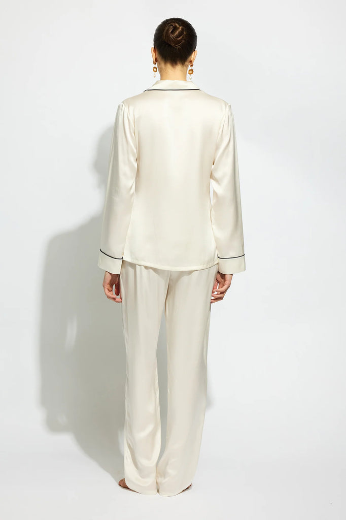 FINE FINISHES Silk Long PJ Set in Creme