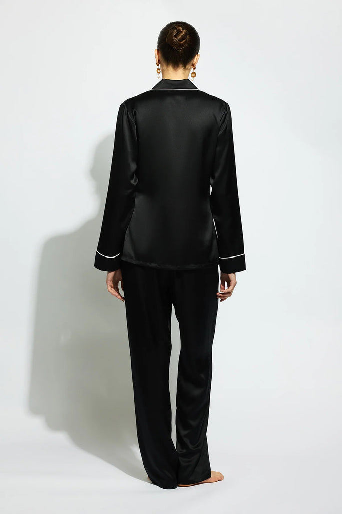 FINE FINISHES Silk Long PJ Set in Black