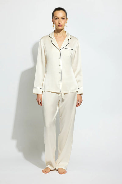 FINE FINISHES Silk Long PJ Set in Creme