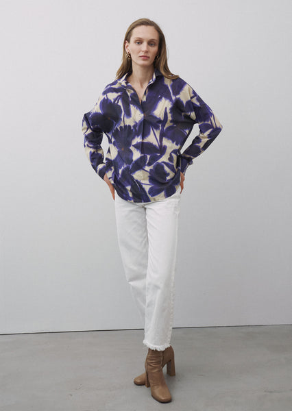DERRY LA Long Sleeve Popover in Purple Floral