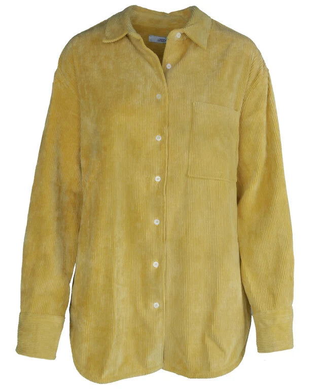 BETTY Corduroy Button Down Shirt in Mustard