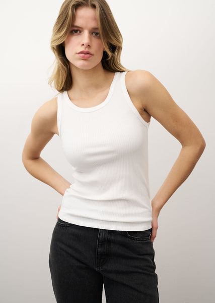 ELLA Ribbed Tank in White