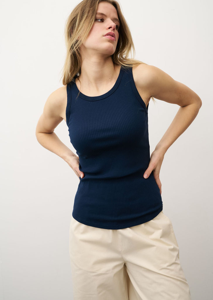 ELLA Ribbed Tank in Navy