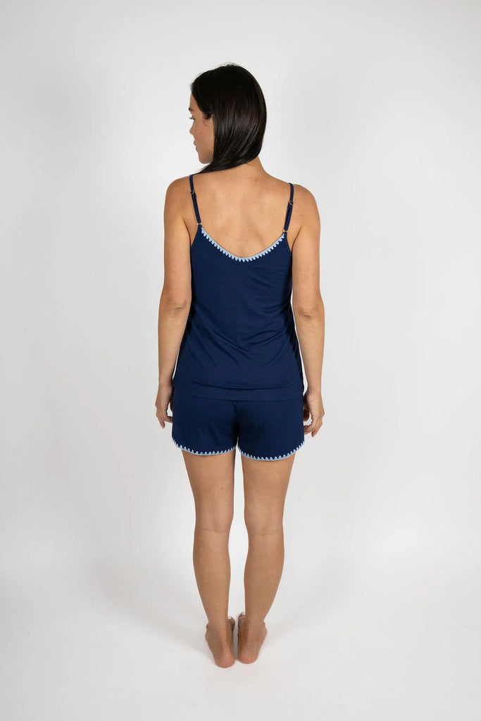 CUTE STITCHING Cami & Short PJ Set in Sailor Blue
