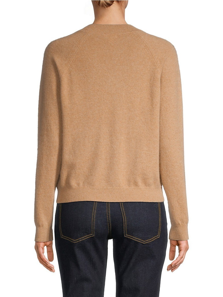 Cotton/Cashmere V-Neck Sweater in Camel