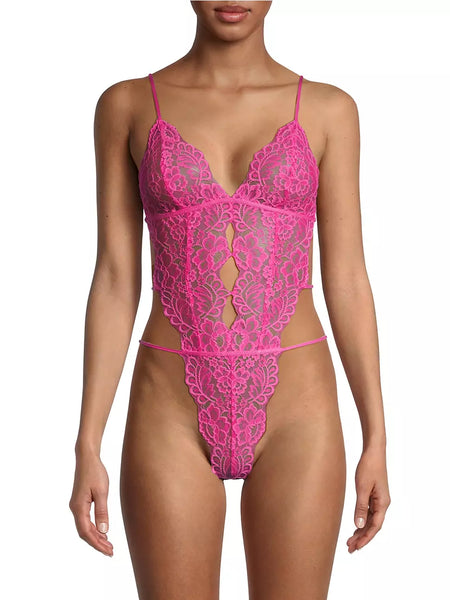 LOVE STORY Lace Teddy in Hot Pink