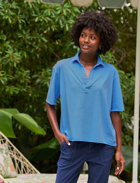 PATTY Half Sleeve Henley in Sky
