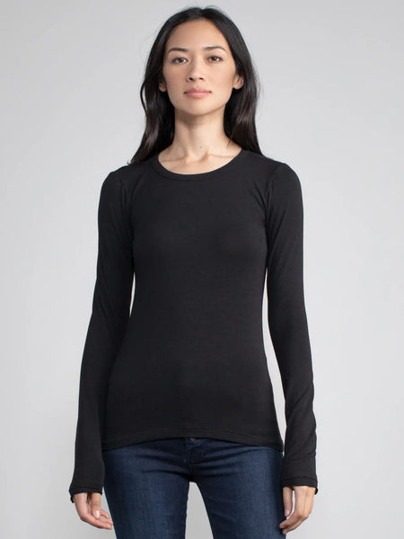 Long Sleeve Crew Tee in Black