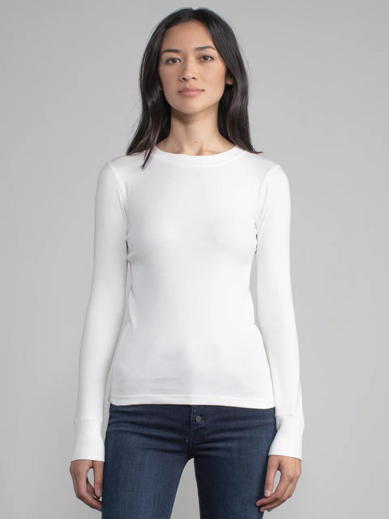 Crew Neck Rib Long Sleeve Tee in Eco