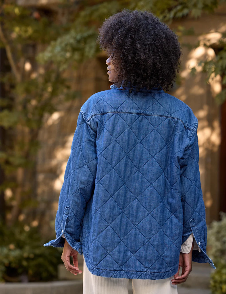 QUILTED EILEEN Denim Jacket in Distressed Indigo