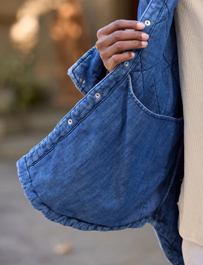 QUILTED EILEEN Denim Jacket in Distressed Indigo