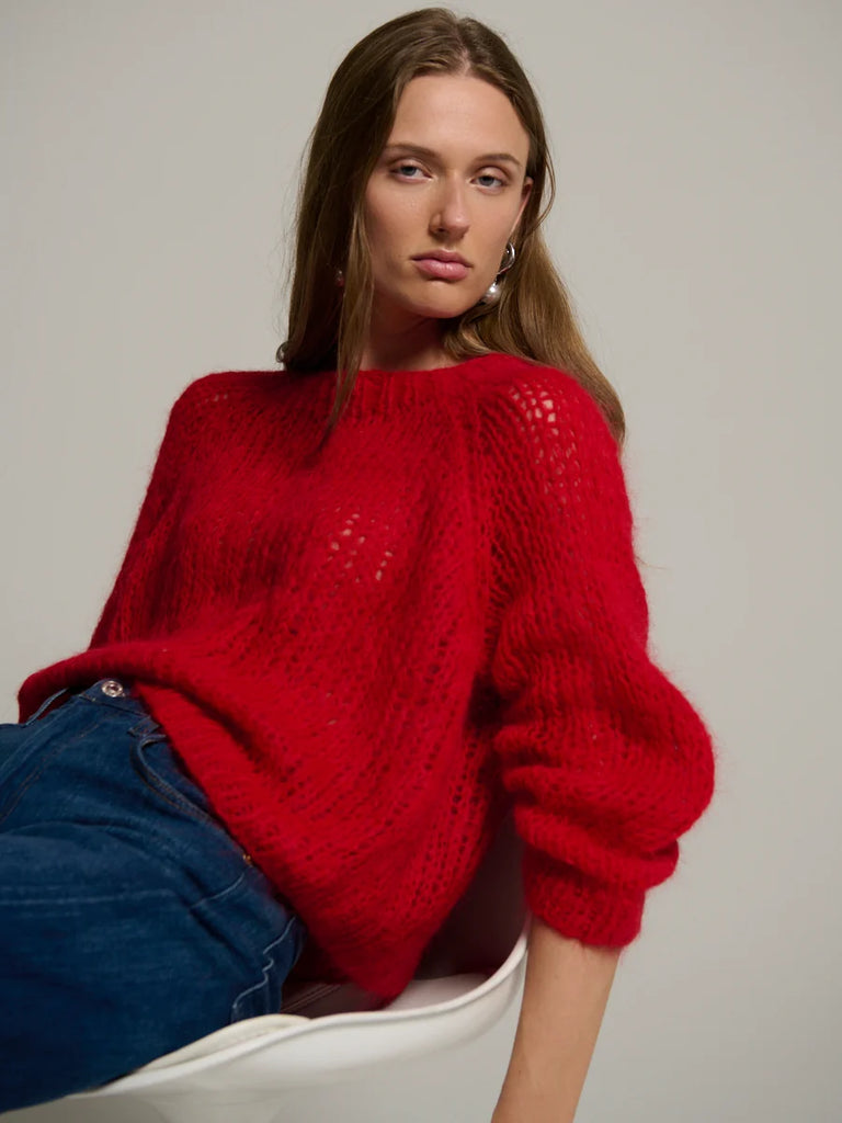 FRIEDA Alpaca Handknit Crew in Fire