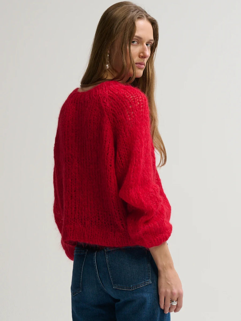 FRIEDA Alpaca Handknit Crew in Fire