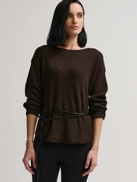SHIRTTAIL Waffle Boatneck in Cocoa