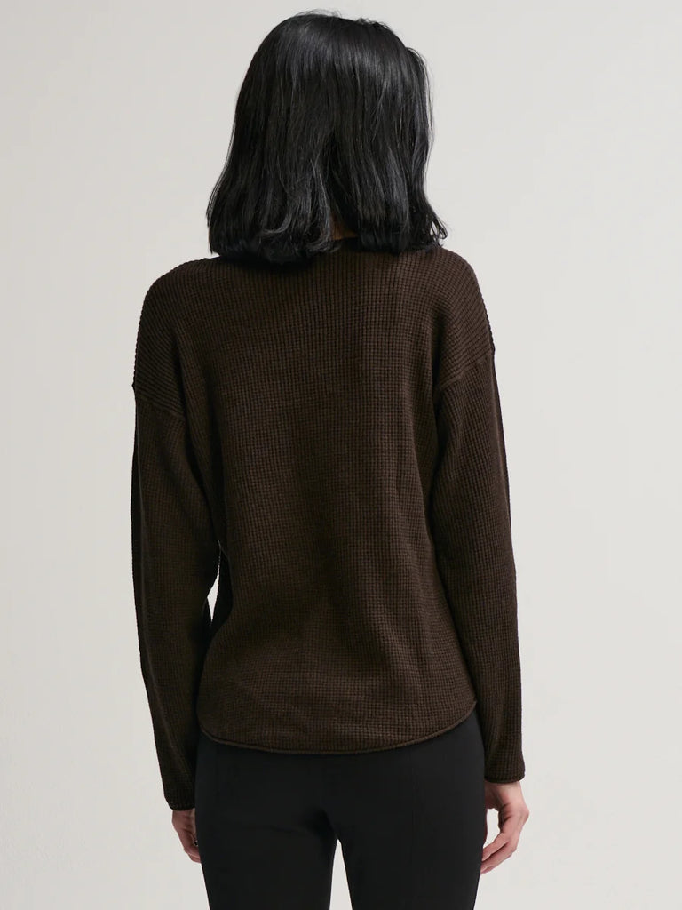 SHIRTTAIL Waffle Boatneck in Cocoa