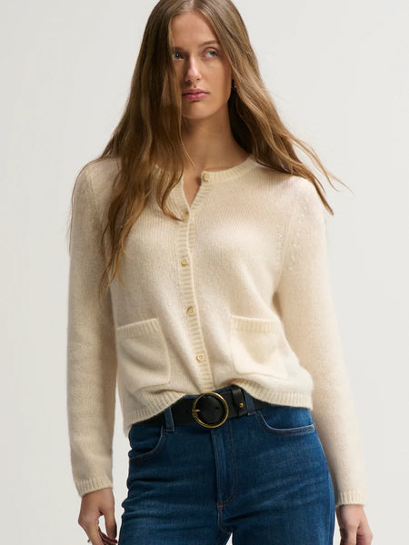 COCO Cashmere/Silk Cardigan in Ivory
