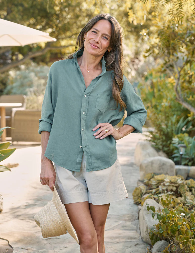 EILEEN Linen Button Down in Eucalyptus