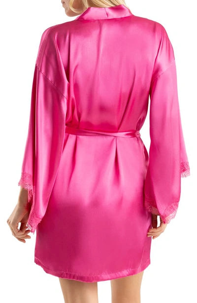 LOVE STORY Satin Wrap Robe in Hot Pink