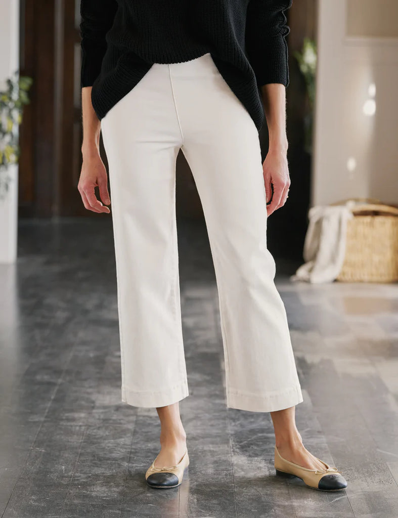 WESTPORT ILLUSION Crop Wide Leg Denim in Antique White