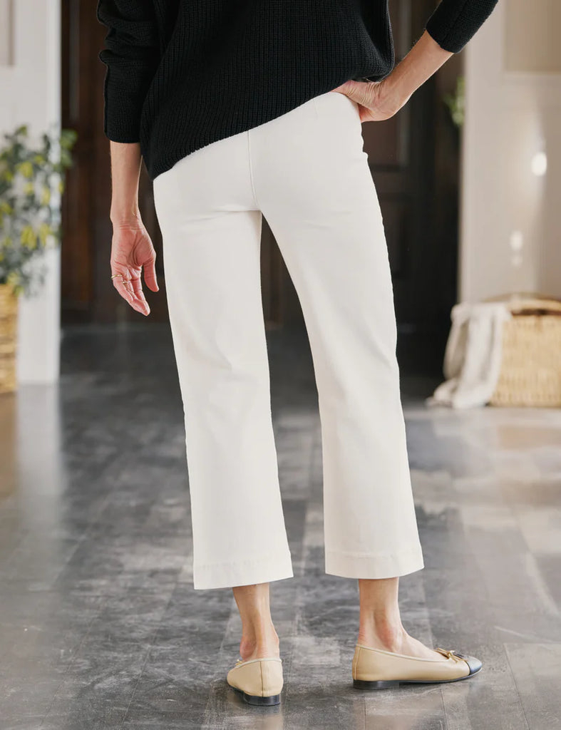 WESTPORT ILLUSION Crop Wide Leg Denim in Antique White