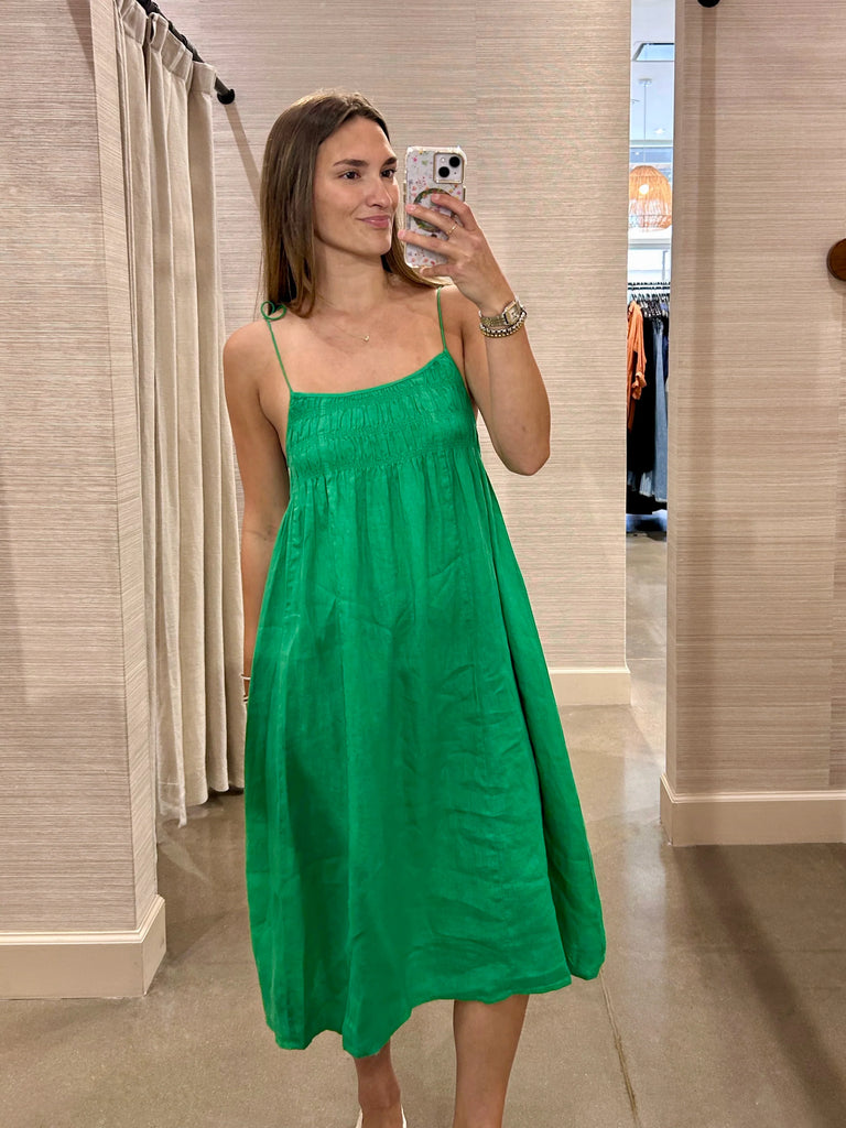 TERESA Tie Strap Midi Dress in Shamrock