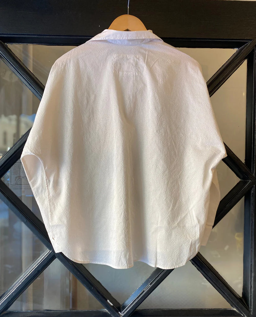 OONA Continuous Sleeve Cotton/Silk Shirt in Cream/Gold Glitter