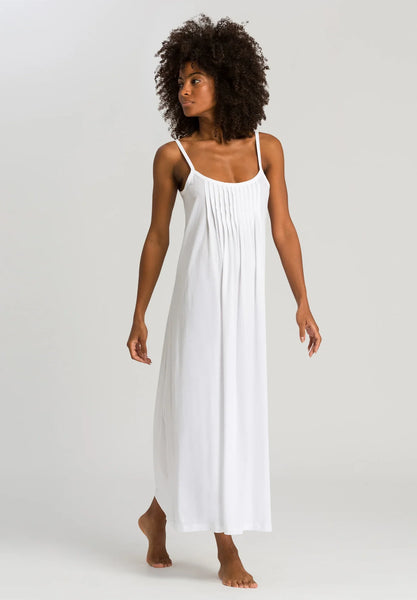 JULIET Pleated Long Night Dress in White