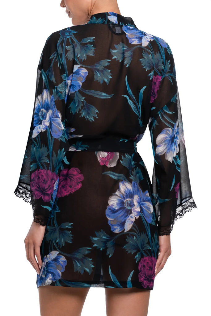 BAILEE Chiffon Robe in Black Floral