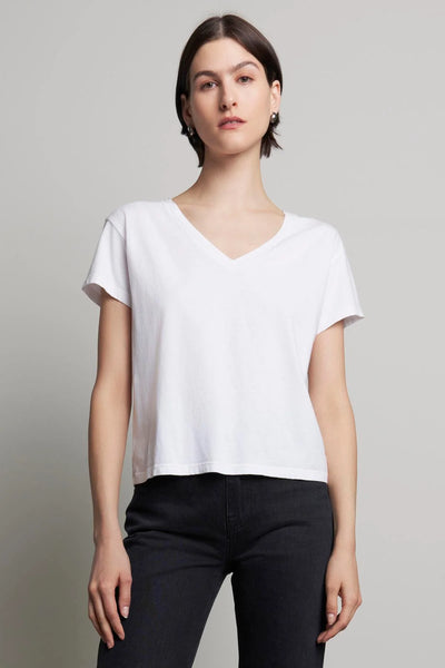 VENICE Short Sleeve V-Neck Tee in White