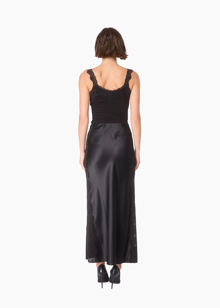 LANI Lace Trim Ribbed Tank in Black
