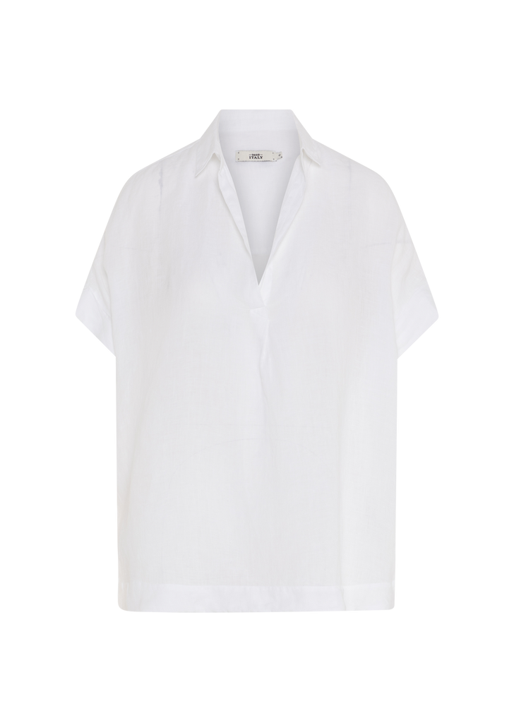 DERRY NEW Linen Short Sleeve Top in White