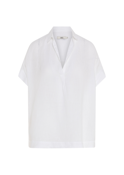DERRY NEW Linen Short Sleeve Top in White