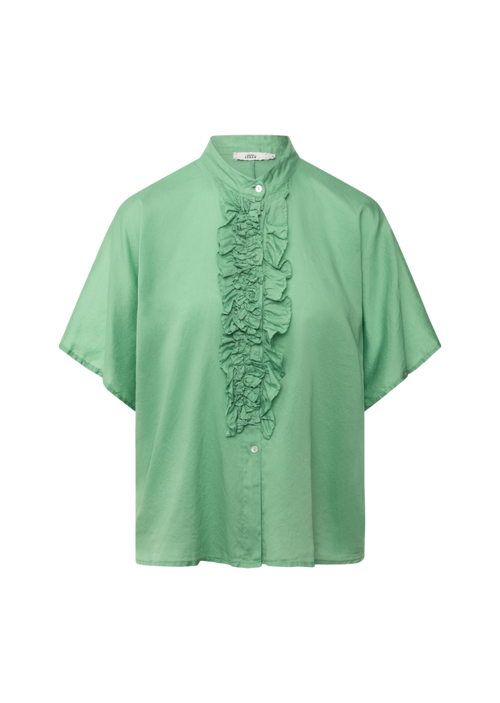 DAISY Ruffle Front S/S Blouse in Green