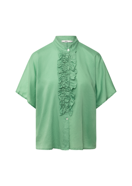 DAISY Ruffle Front S/S Blouse in Green
