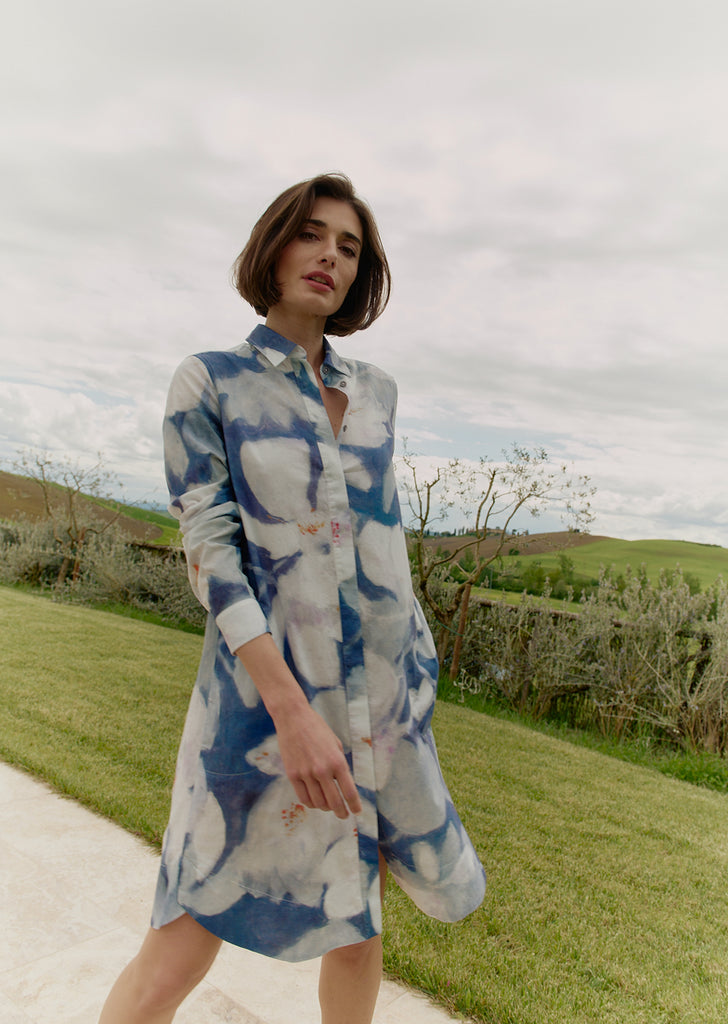 GRACIA NEW Long Sleeve Dress in Blue/White Floral