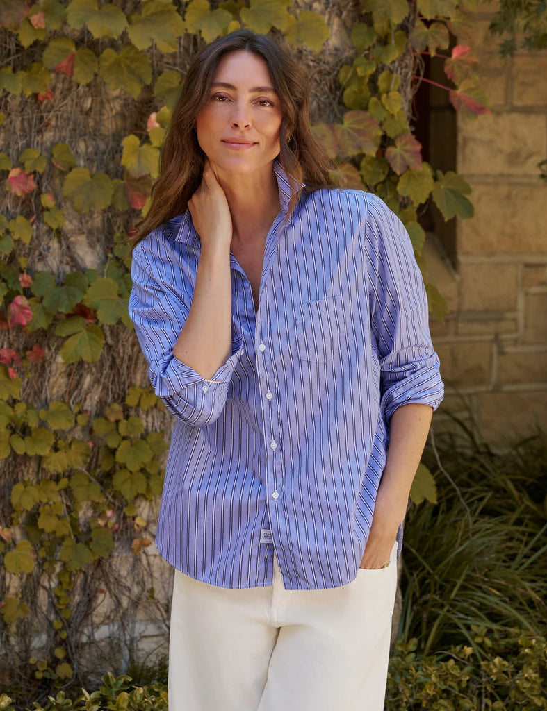 EILEEN Superluxe Shirt in Multi Blue Stripe