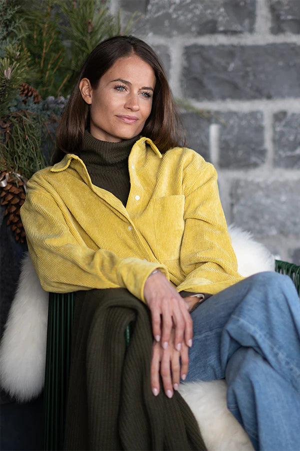 BETTY Corduroy Button Down Shirt in Mustard