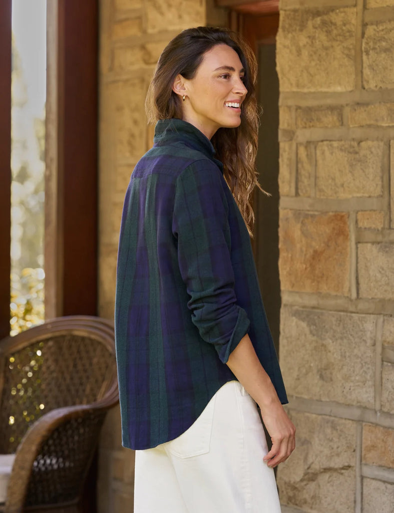 EILEEN Flannel Shirt in Navy/Green Large Plaid