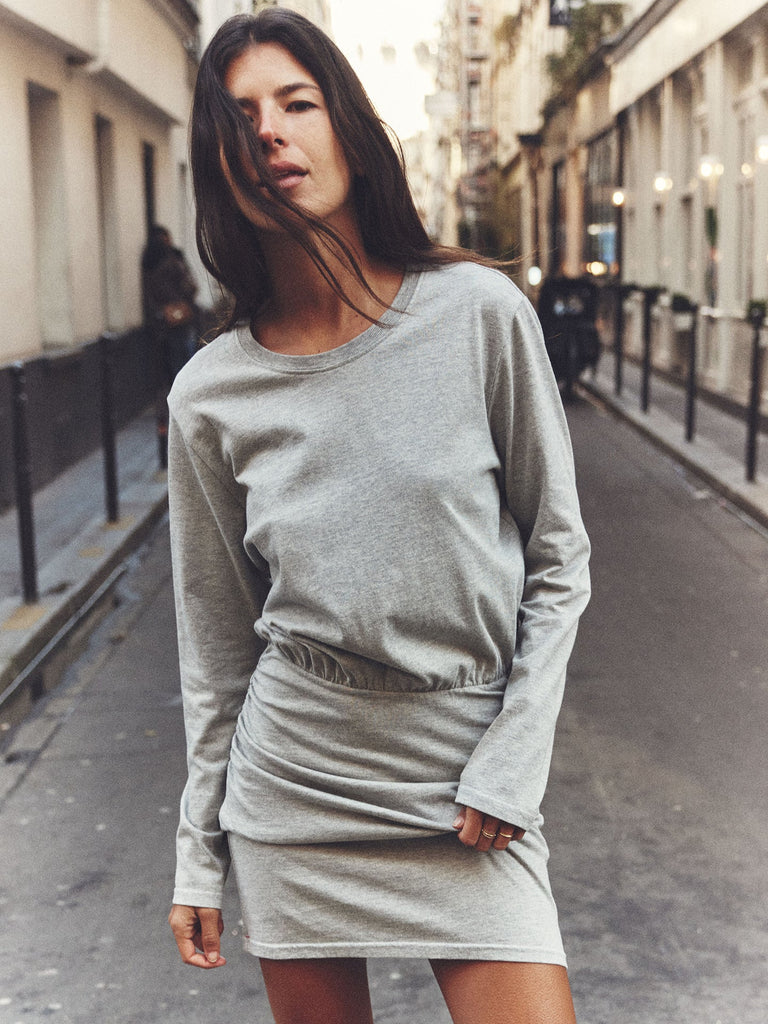 LULA Long Sleeve Jersey Dress in Heather Grey