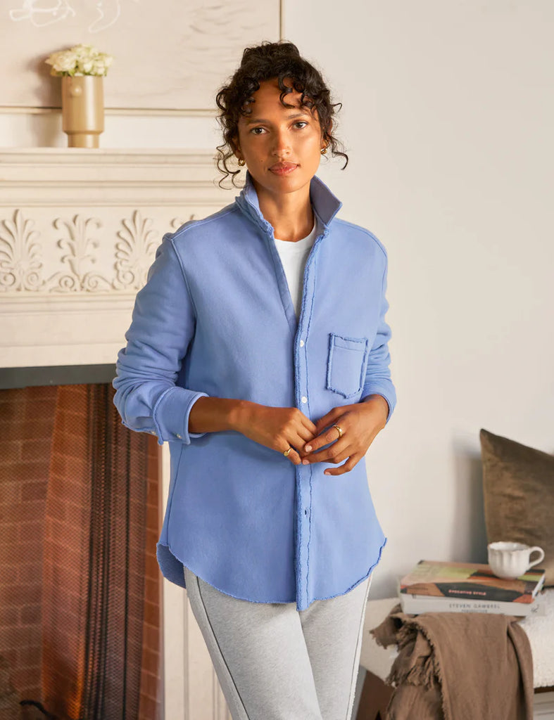 EILEEN Triple Fleece Button Down in Frost